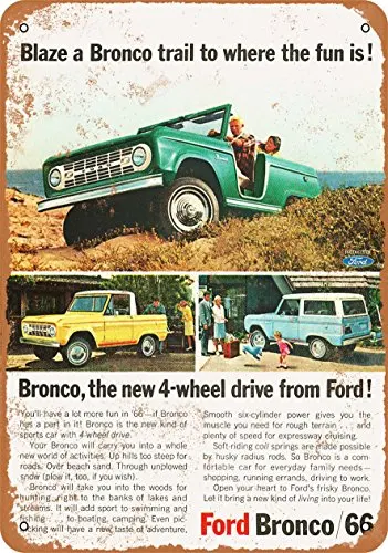 Metal Sign - 1966 Ford Bronco - Vintage Look Wall Decor for Cafe beer Bar Decoration Crafts