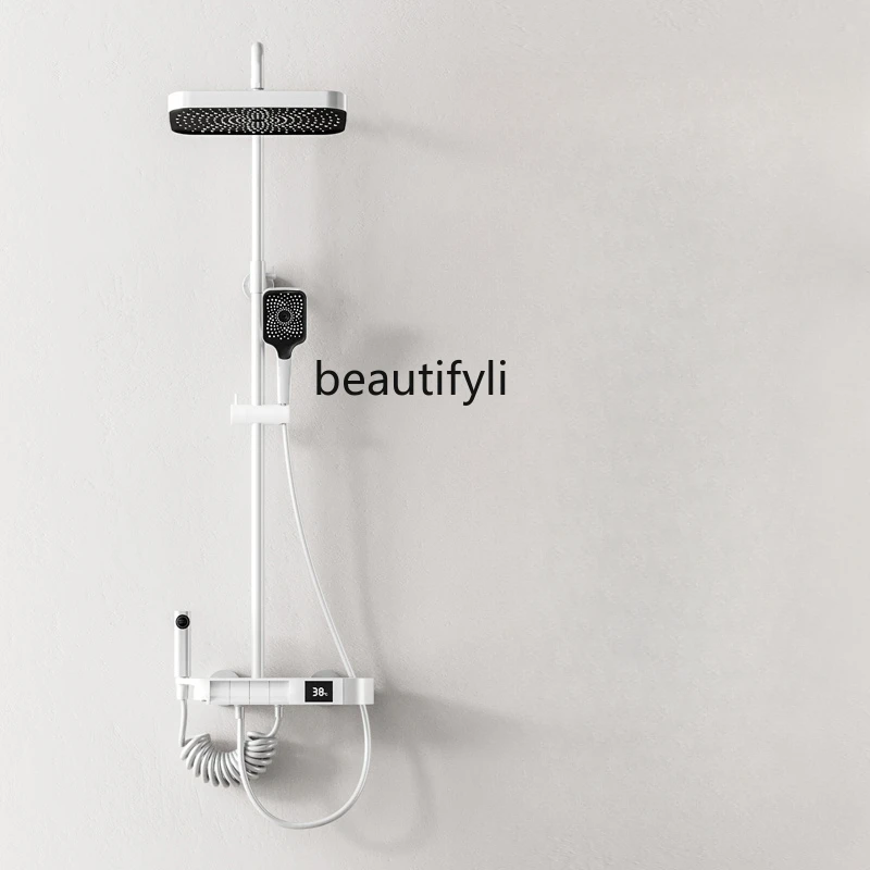 Bathroom Gun Gray Brushed Digital Display Constant Temperature Shower Head Set Household Keys Bath Bathroom Shower