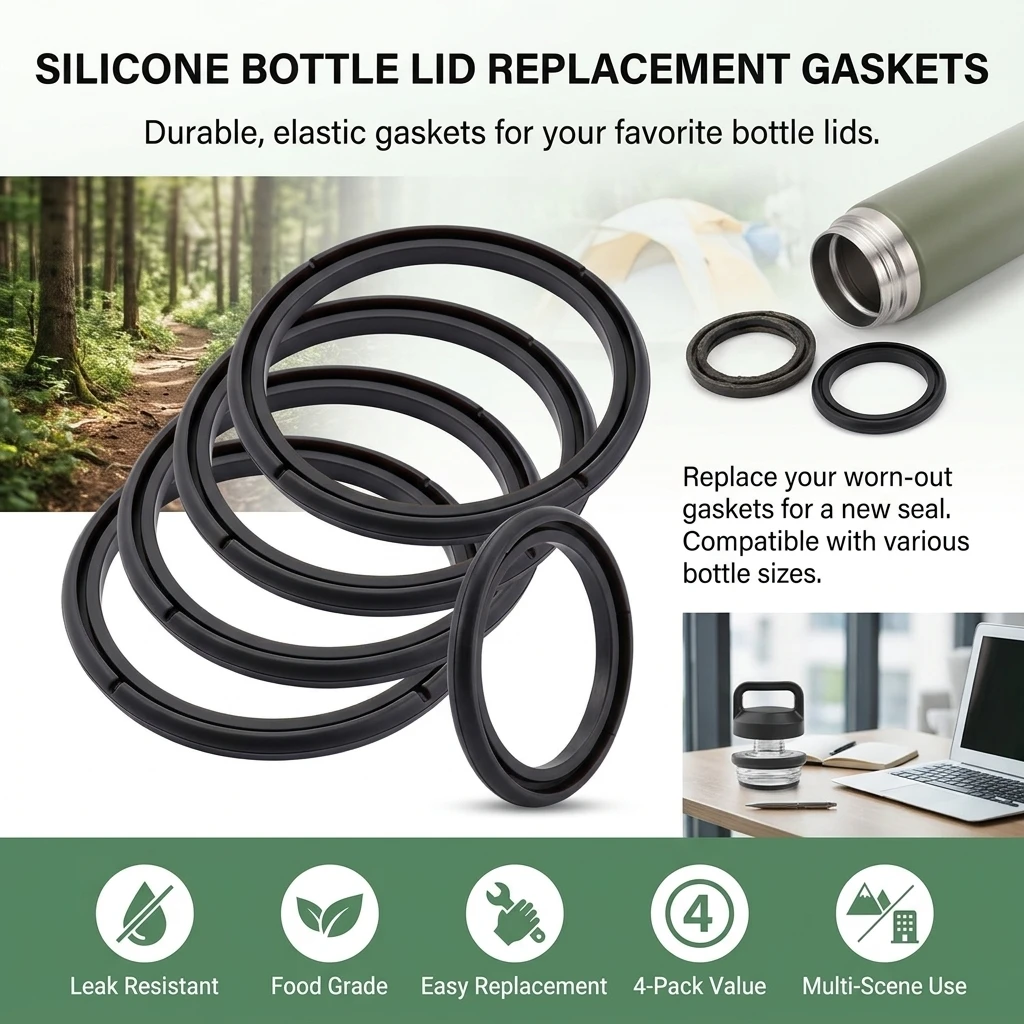 Outdoor Enthusiasts Sealing Rings Replacement Gaskets Leakproof Food Grade Silicone Pads for Water Bottle Accessories