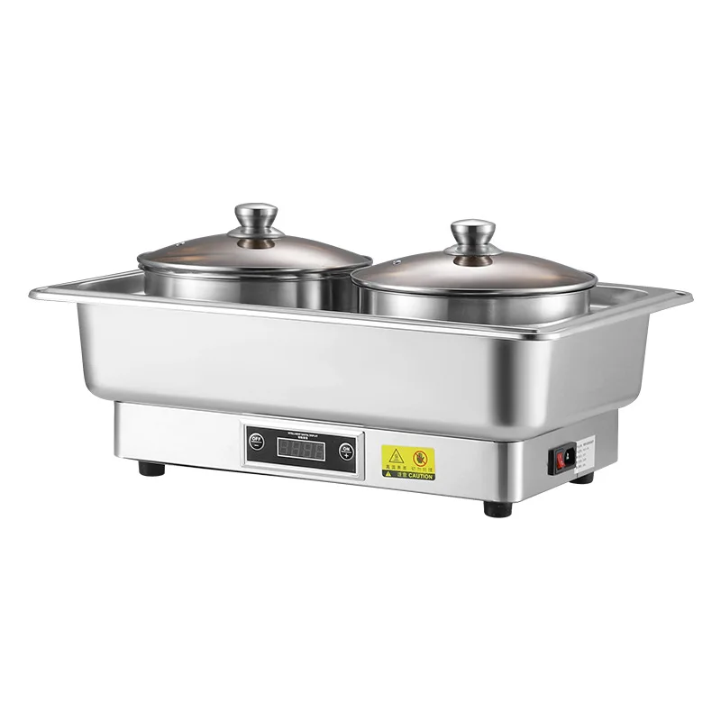 

Stainless steel electric heating buffet stove hotel thermal insulation steamer soup stove double head self-service soup pot