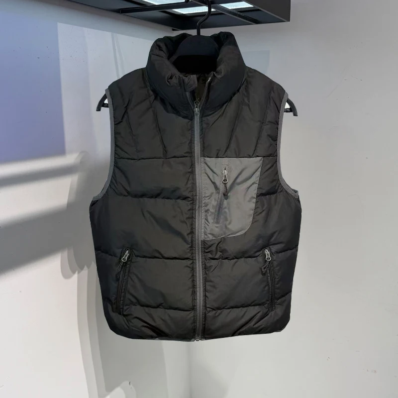 

Faionable Men's down Vest Autumn Winter Outdoor Workwear Stand Collar Color Blo American Du down Jaet Youth Vitali ...