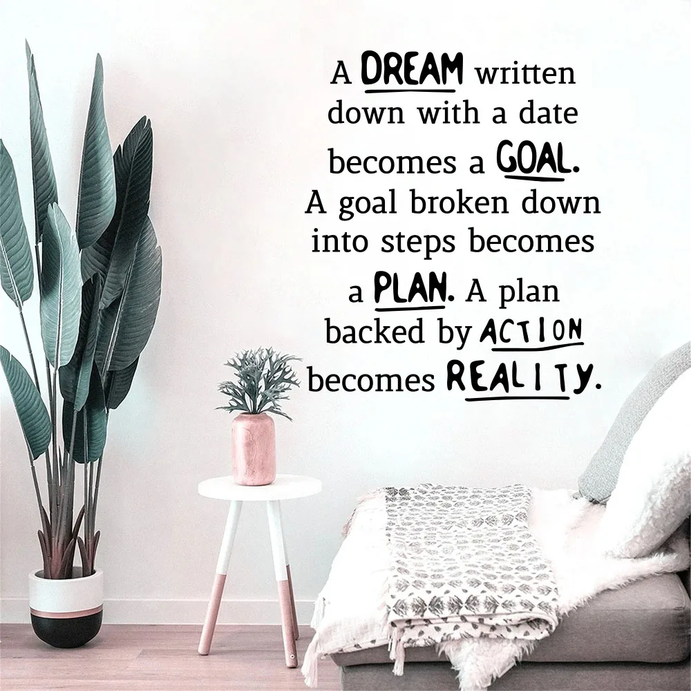 A Dream Written Motivational and Inspirational Office Wall Decal Sticker for Business Teamwork Words and Saying Positive Decor