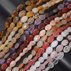 10x15mm Colorful Flat Oval Beads Natural Agates Amethysts Beads Charms Crystal Quartz Beads For Jewelry Making Bracelet Necklace
