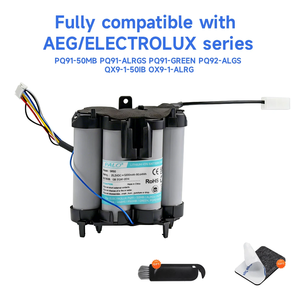 25,2V 3200mAh Staubsauger-Akku für ELECTROLUX PQ91-50MB, PQ91-ALRGS, ALRGY, ANIMA, ANIMS, P50MB, GREEN, PQ92-ALGS für AEG QX91-ALRG QX91-ALRS