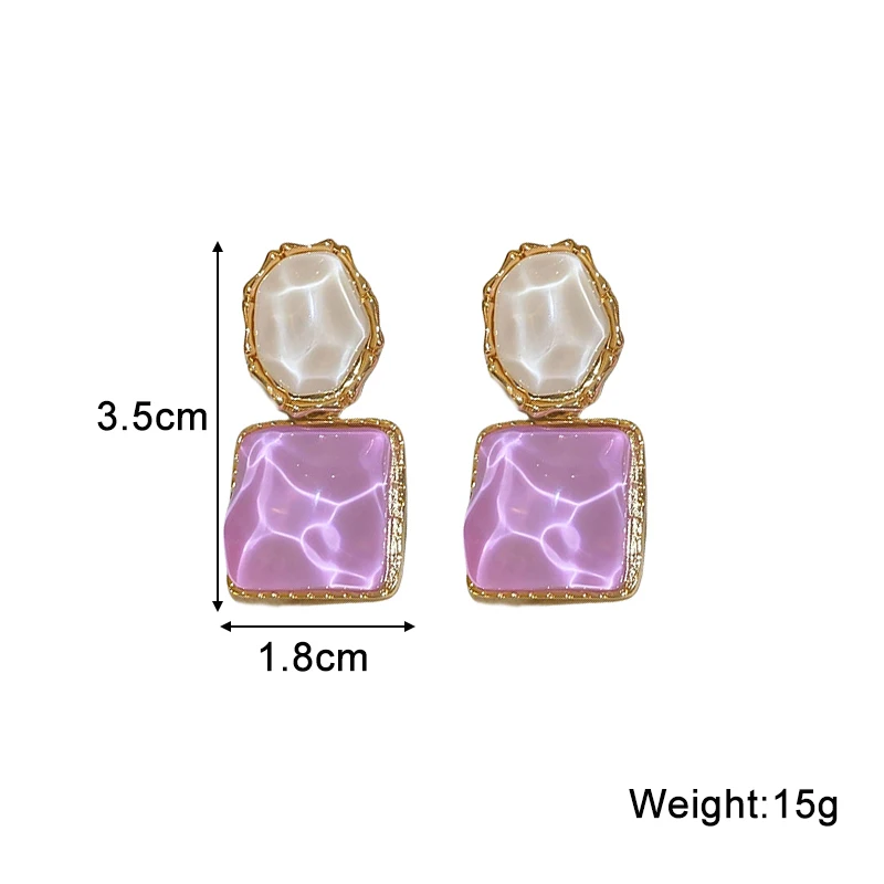 Trendy New Asymmetrical Square Pendants Women's Hanging Earrings Bohemian Dangle Earrings Blue/Purple brincos feminino