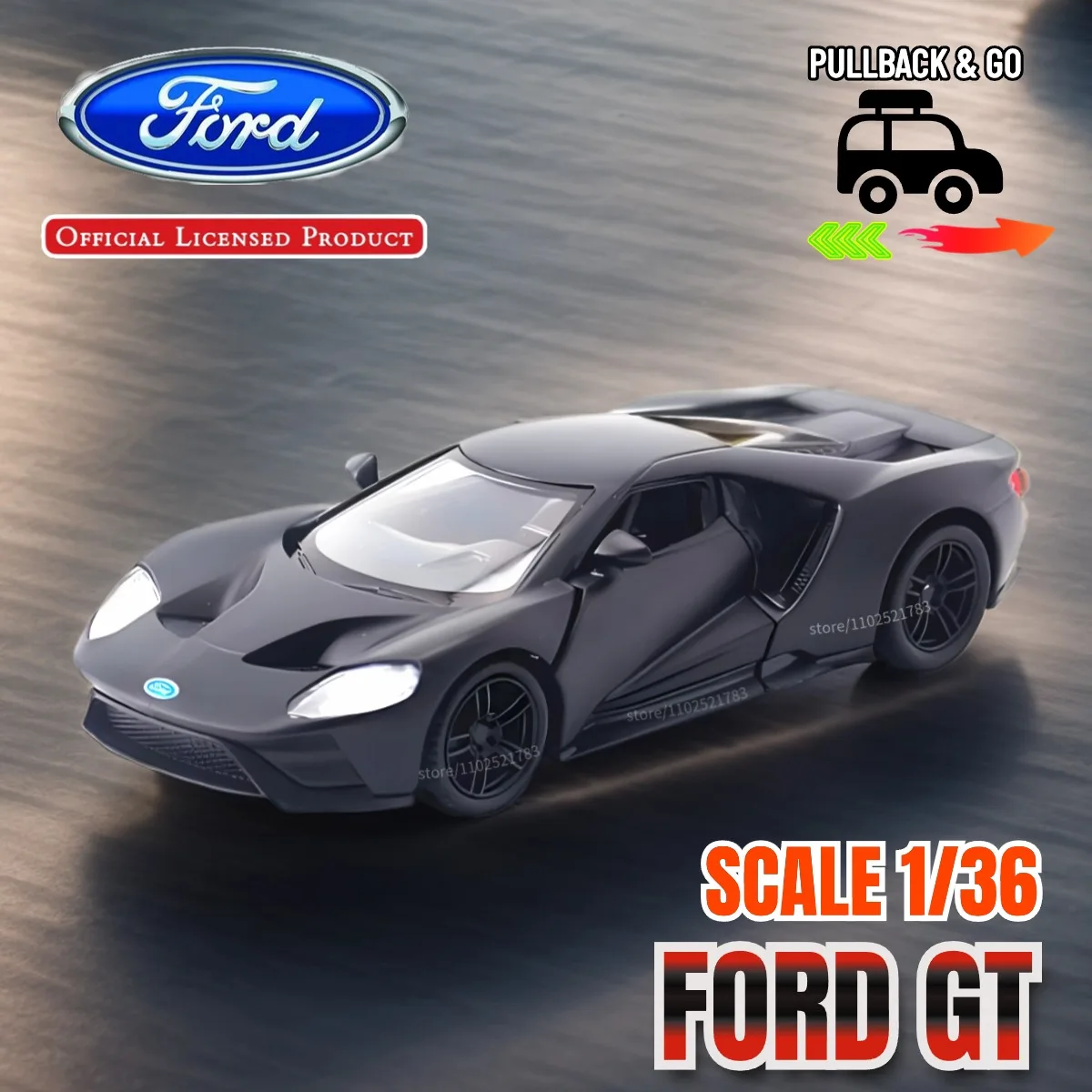 

Модель автомобиля Ford GT в масштабе 1:36, Лицензированная Лицензионная Игрушечная модель автомобиля, копия литая машинки, подарок на Рождество, игрушка для мальчиков