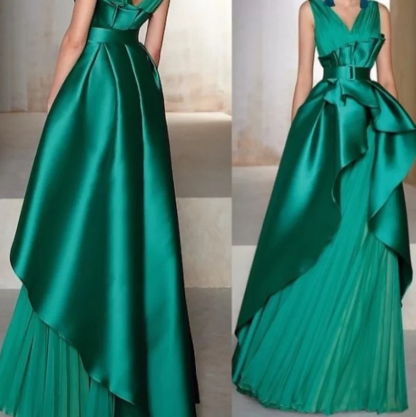 

Quinceanera Celebrity Flowers Fold Draped Satin Prom Dresses فساتين سهرة فخمه 2023 robe de bal Simple Spaghetti Ball gown