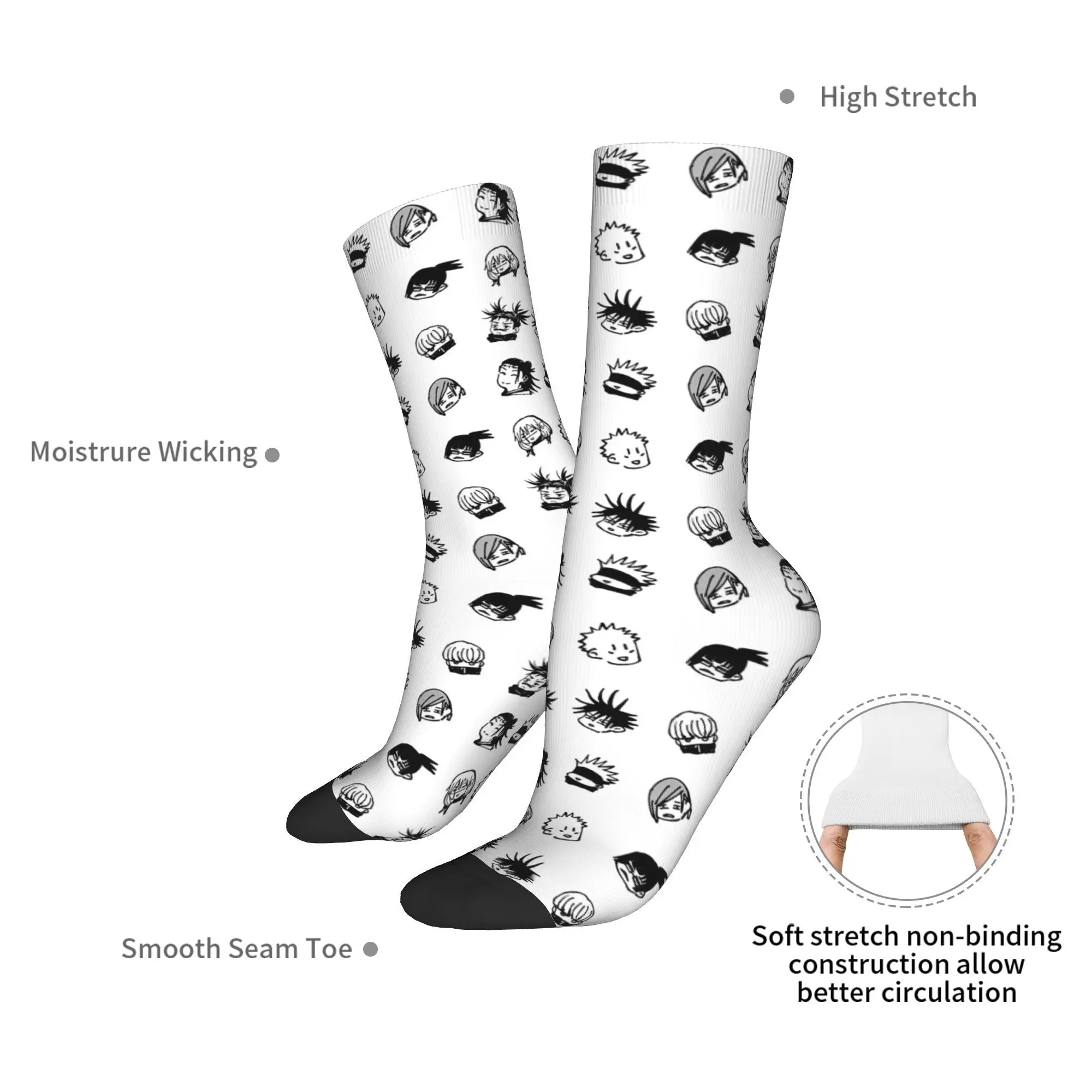 سعيد مضحك الذكور الرجال الجوارب عادية Jujutsu Kaisen الميمات نمط جورب البوليستر Gojo Sensei الرياضة المرأة جورب