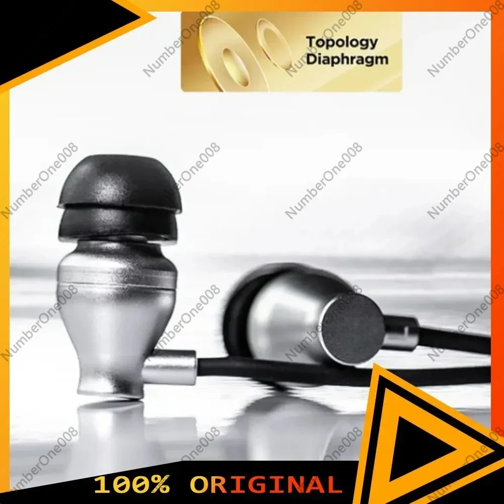 Silver Earphone HIFI Dynamic Wired Headphones Topology Diaphragm Ergonomic Fit In-ear Earphone or Audiophile Gifts