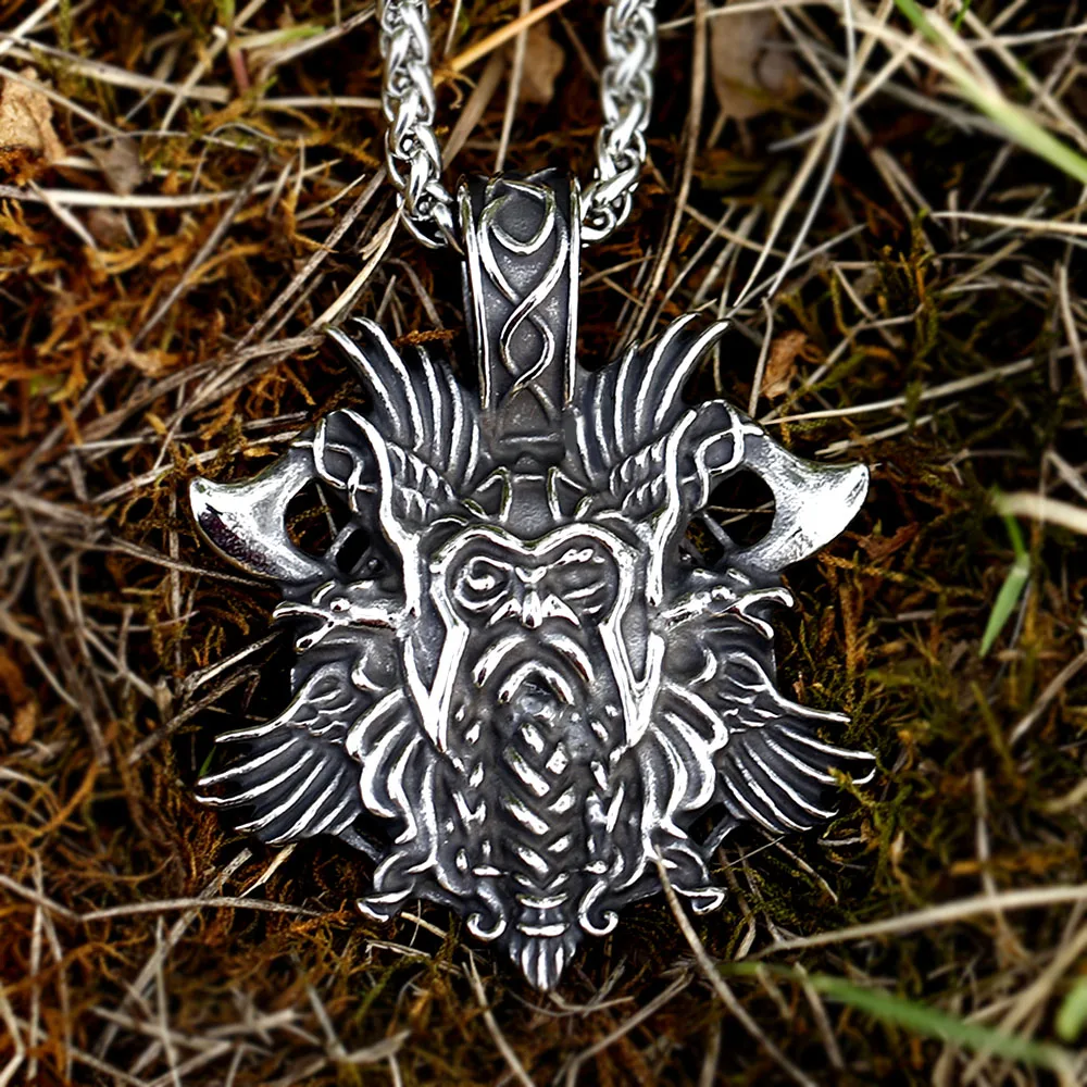 

2023 new Viking Wicca man Valknut Hammer Of Thor 24Norse Runes Irish Knot Mjolnir Statement Necklace Pendants gift free shipping