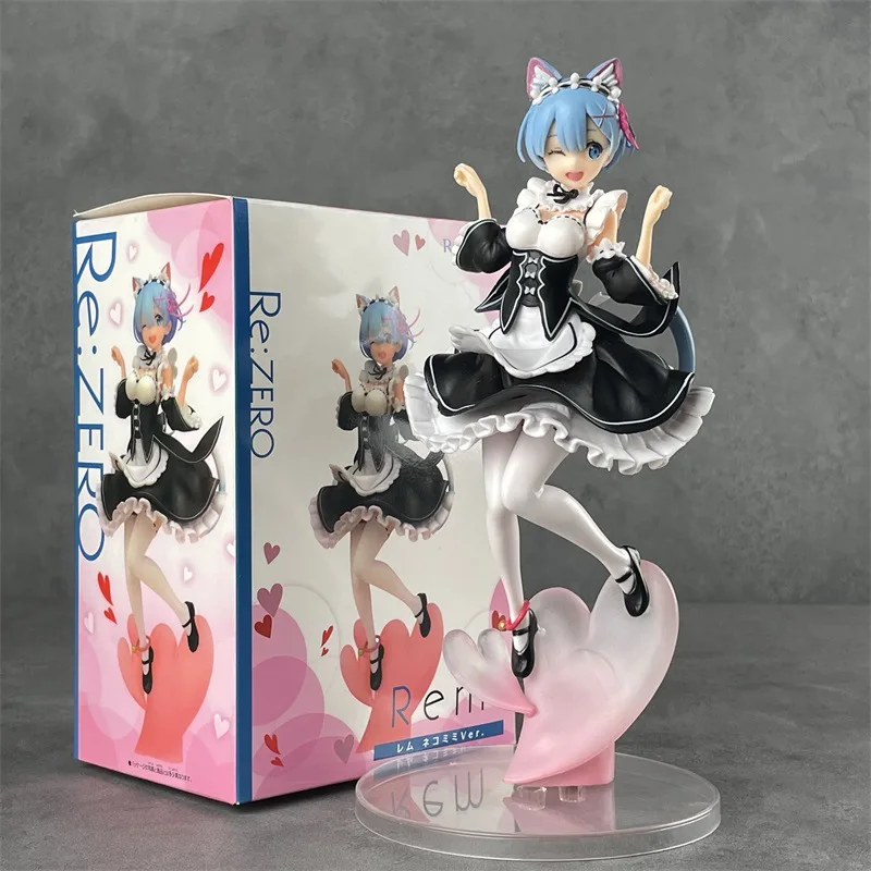 22Cm Re:zero - Starting Life In Another World Figure Rem Cat Ear Maid Dress Up Pvc Actiion Figures Model Collectible Ornaments