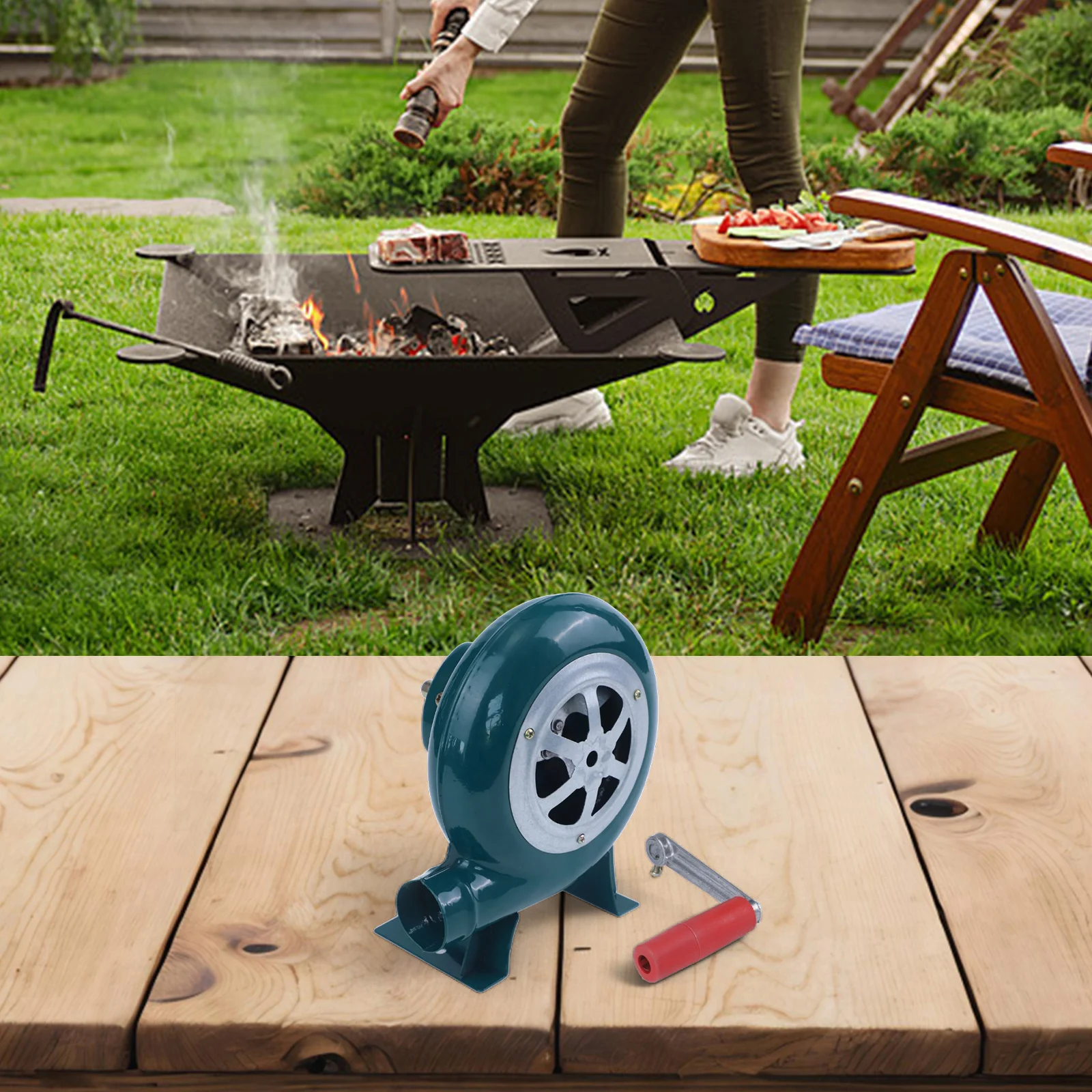 

Camping Fan Hand Cranked Blower Barbecue Setup As Shown Lightweight Charcoal Igniter Tool Barbecue Lightweight Design