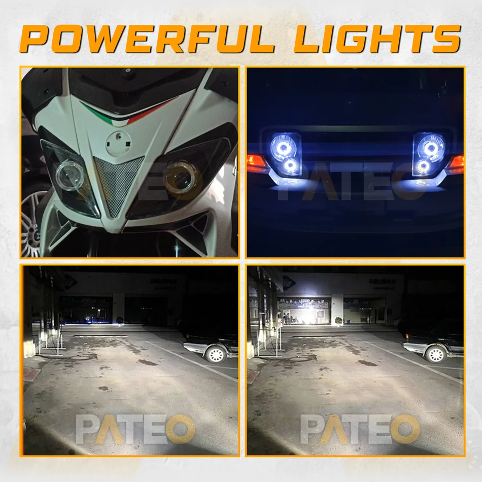 2 inch Micro LED Angel Eyes DRL H1 H4 H7 HID Bi-xenon Headlight Lenses Projector Halo Ring Car Motorcycle Lamps Re-Styling  Kit
