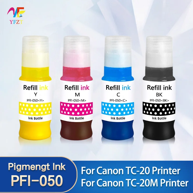 

1Set/4pcs PFI050 PFI-050 Ink for Canon TC-20 TC-20M Inkjet Printer Ink Pigments Waterproof Sunscreen Filling Bottled Ink