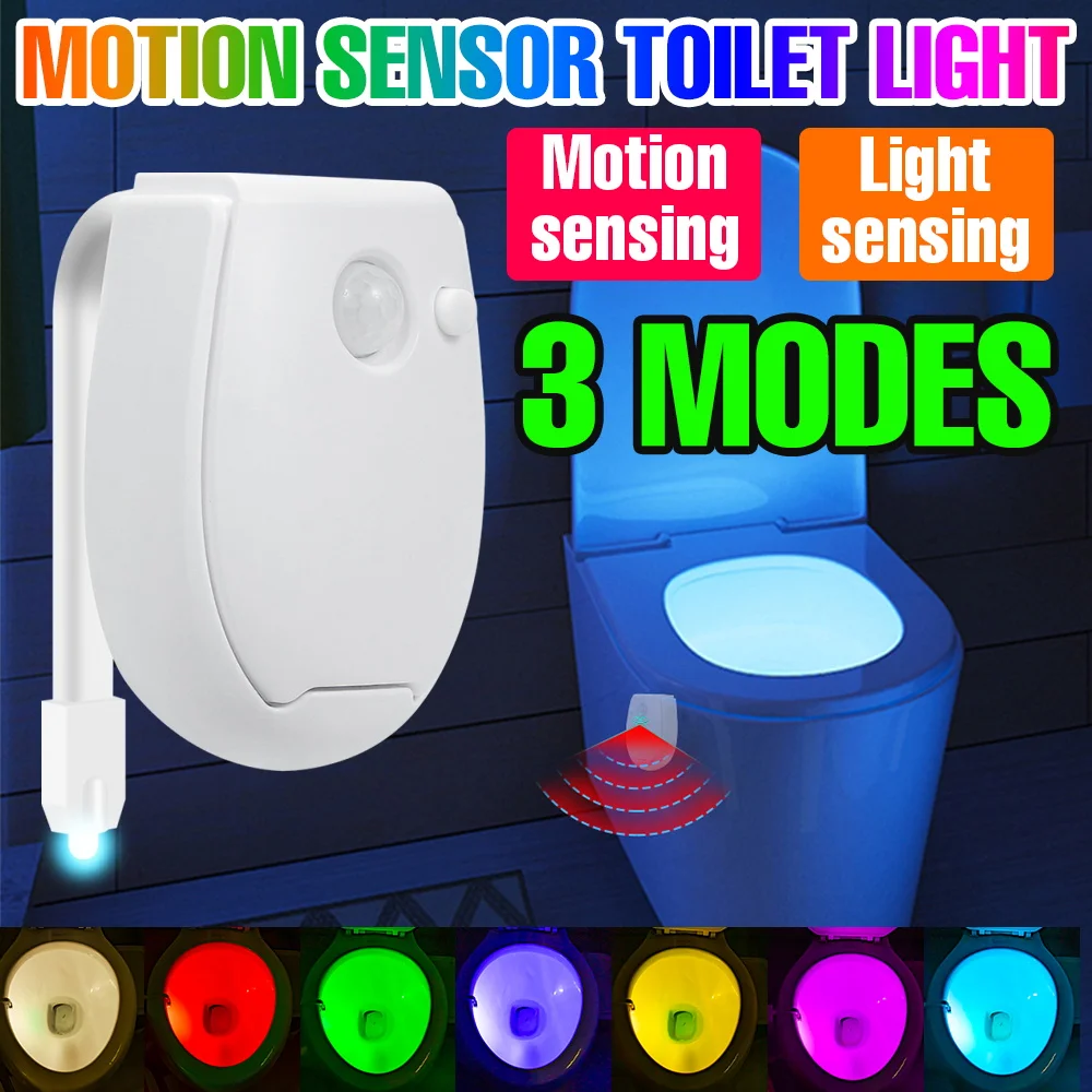 LED Toilet Lamp PIR Motion Sensor Hanging Night Light Waterproof Bathroom Washroom WC Bowl Backlight 7 Colors Novelties Lighting