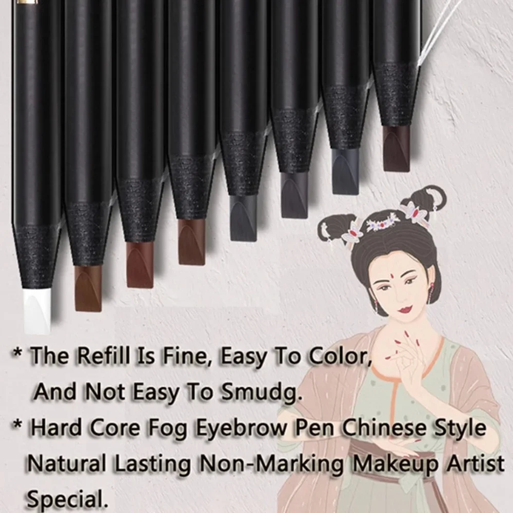 Caneta de sobrancelha de cabeça plana multicolorida para mulheres, à prova d'água, à prova de suor, sem cor, perda natural, acessórios de maquiagem de longa duração
