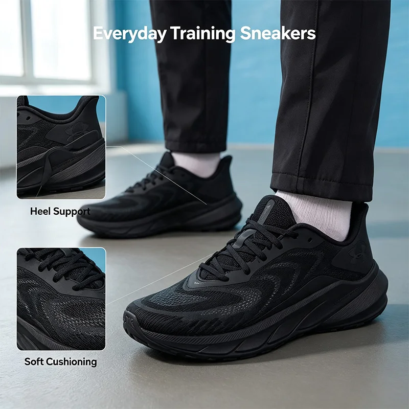 New Under Armour Men's Sports Hovr Cushioning Training Shoes, Wear-Resistant, Lightweight, Comfortable, Breathable Running Shoes