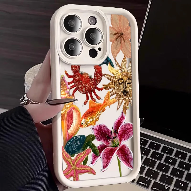 

Fashion Abstract Luxury Pattern Silicone Cases For iPhone 16 Pro 15 14 17 13 11 Pro Max 12 Pro 7 8 Plus Shockproof Soft Funda