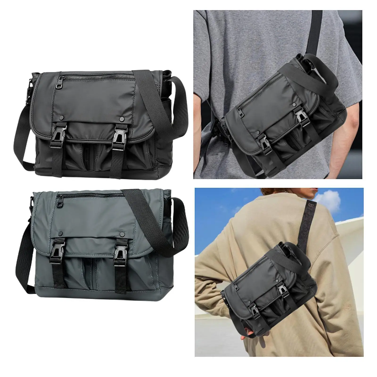 Messenger Bag Multilayer Pocket Nylon Lightweight Trendy Adjustment Shoulder Strap Wallet Tote Bag for Shopping Vacation Beach view 6
