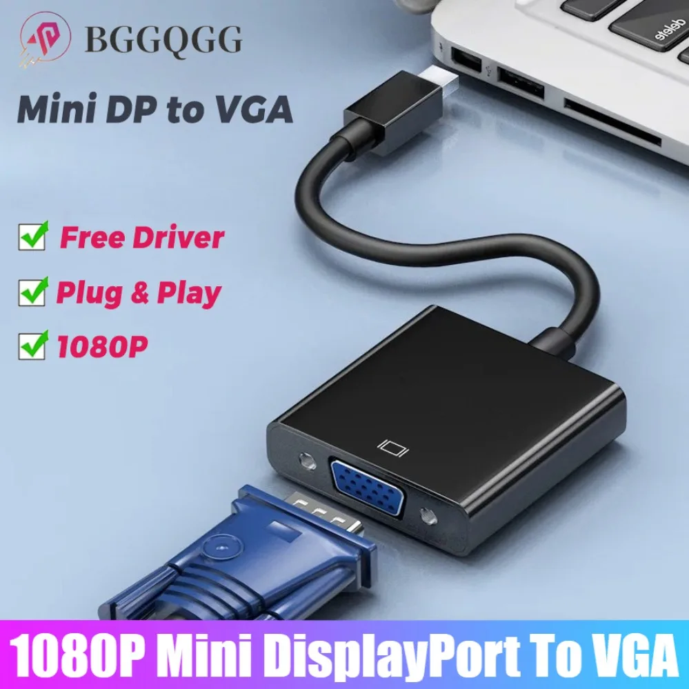 

1080P Mini DisplayPort To VGA Converter Mini DP To VGA Adapter for HDTV Monitor MacBook Air Pro Mac Surface Laptop Projector