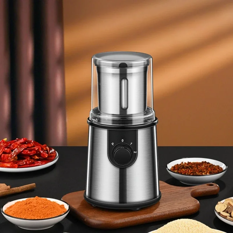 304 stainless steel electric grinder, small household food and medicinal material grinding machine, coffee bean plug-in grinder