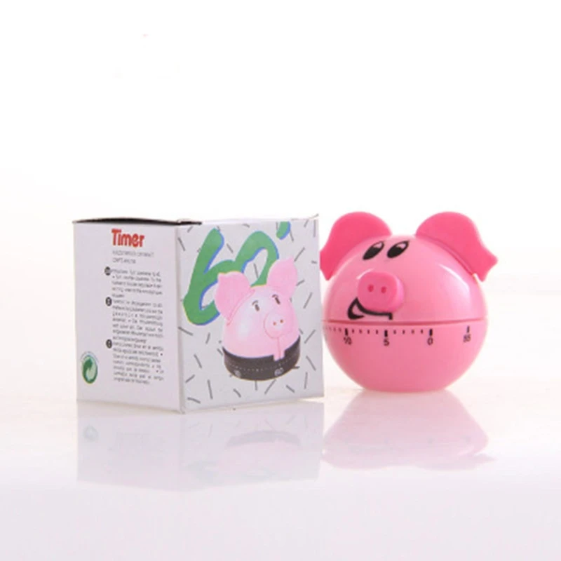 60 Min Kitchen Mechanical Timer Pig Manual Timer Cooking Back Timer Kids for Time Management Reminder Desktop Dropship