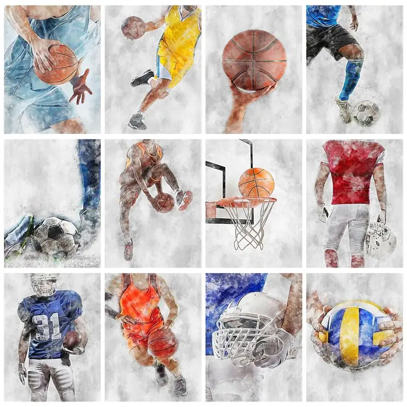 RUOPOTY Acrylic Painting By Numbers Playing Ball Coloring On Numbers Kill Time Room Decors Football Gift For Man Boy Handmade