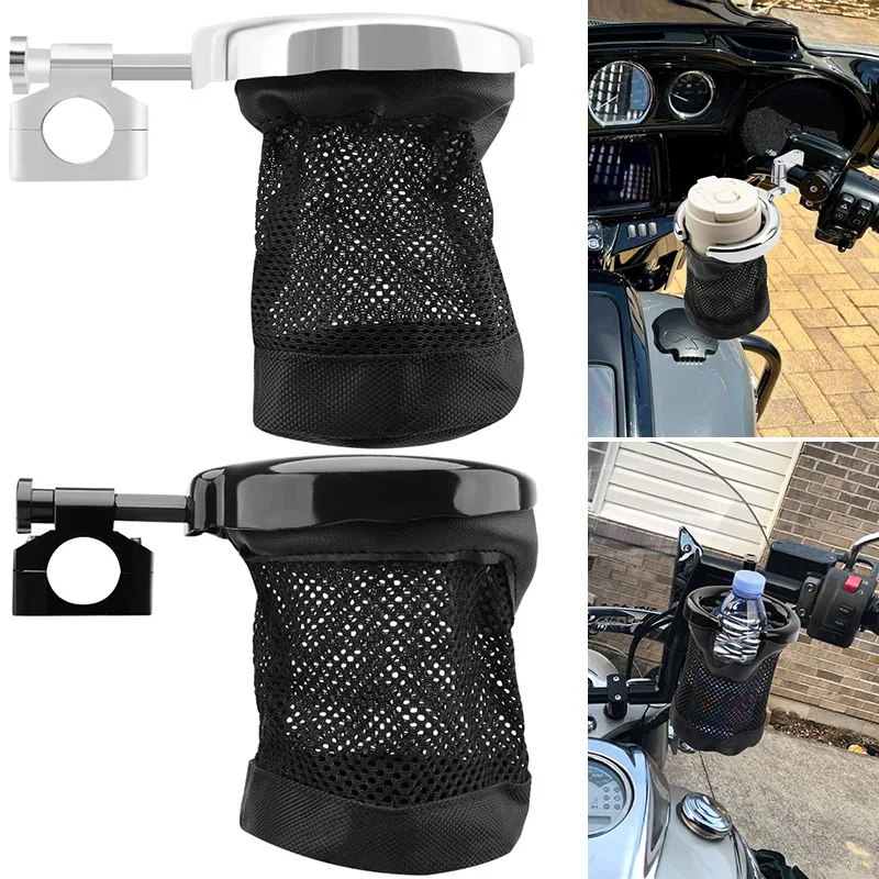 

25mm Motorcycle Chrome Black Adjustable Bottle Cup Holder Handlebar For Harley Touring Sportster Honda Yamaha Kawasak Universal