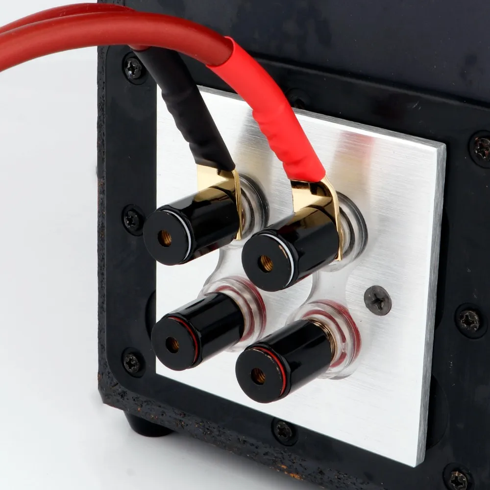 Sy1525g 4 pces cobre puro y spade conector plug, ródio chapeado garfo conectores plug cabo conector plug cabo alto-falante