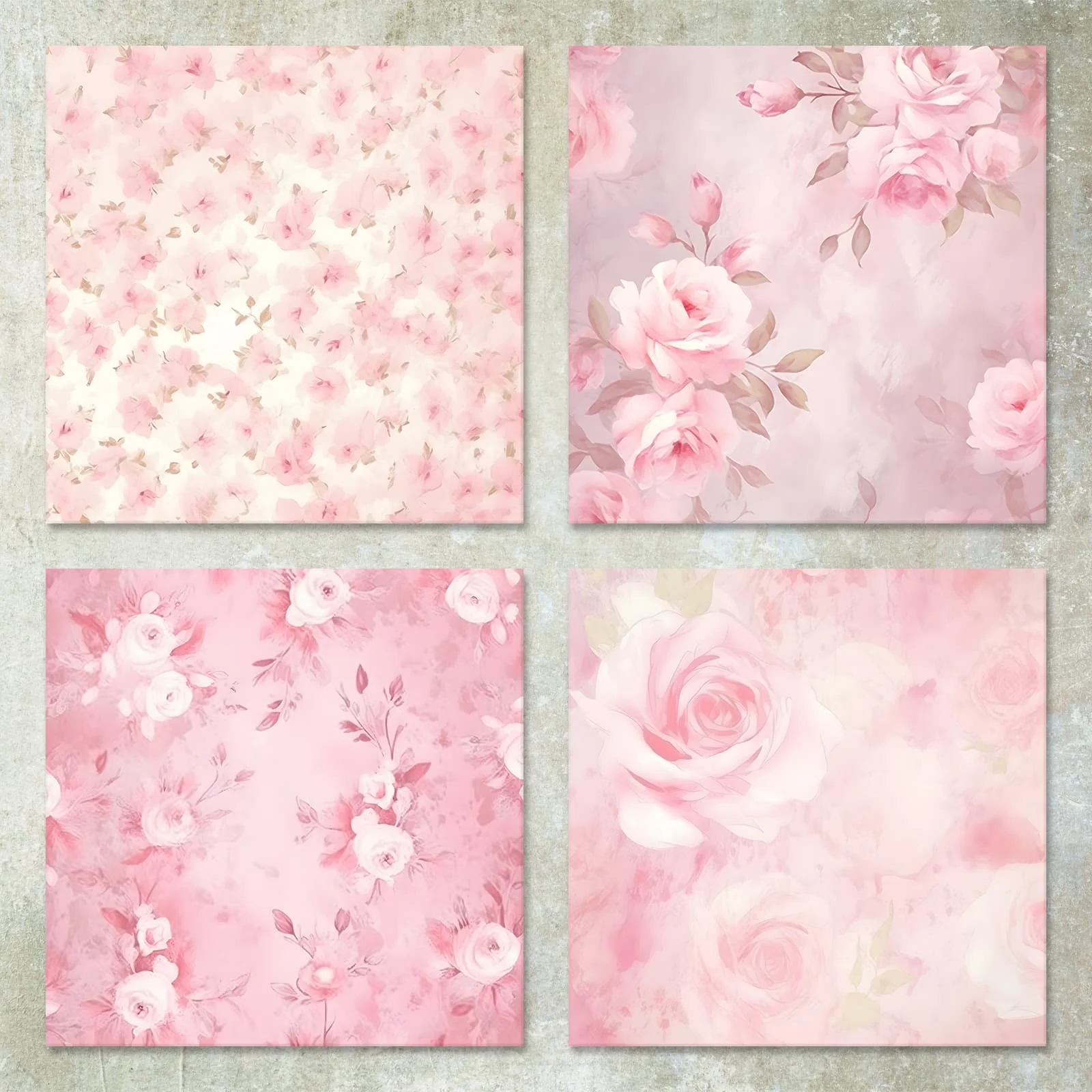 36 Sheets 6inch (Holiday Pink Peony Flowers) Clipping Thin Paper for Bullet Diary, Junk Magazine, Greeting Card Background