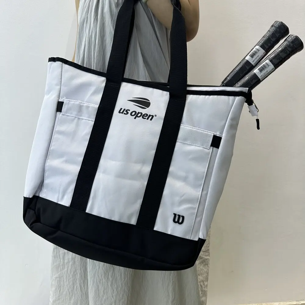 

Wilson Designed US Open Tote 2023 Team Tennis Tote Super Tournament Tennis Bag Court 2PK Tennis Racquets Bag White Black