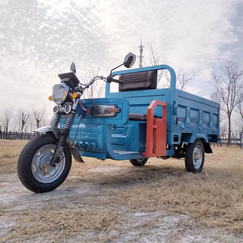 Heavy Duty Electric Trike with Open Bed and Side Buffer Frame Motorized Three Wheeler for Farm Barn Agriculture Supplies