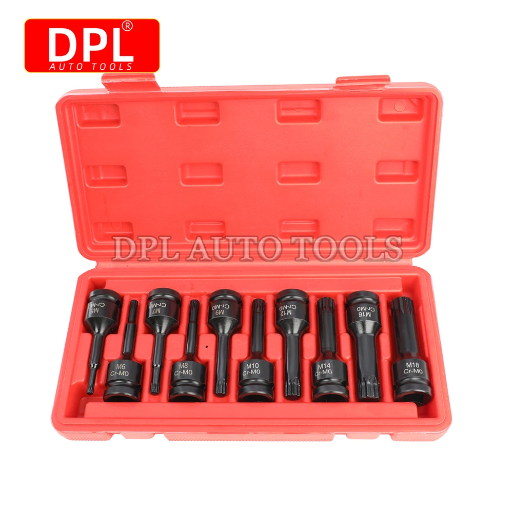 

10pcs 3/8 Inch Torx Impact Socket Set M5 M6 M7 M8 M10 M12 M14 M16 M17 M18 Torx Star Drive Torx Bit with Case