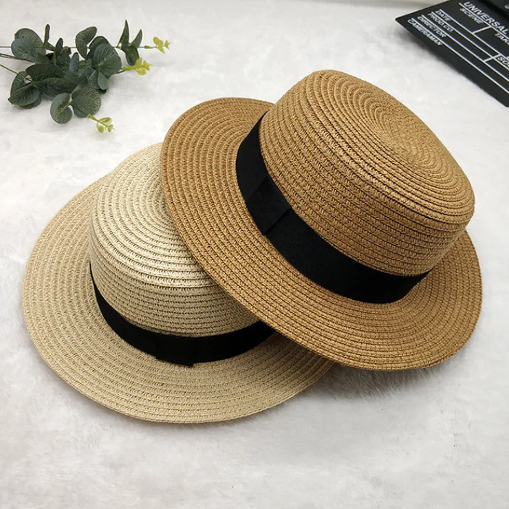 Korean version of fashion spring and summer new versatile woven flat sunscreencross-border trade platform for beach straw hats