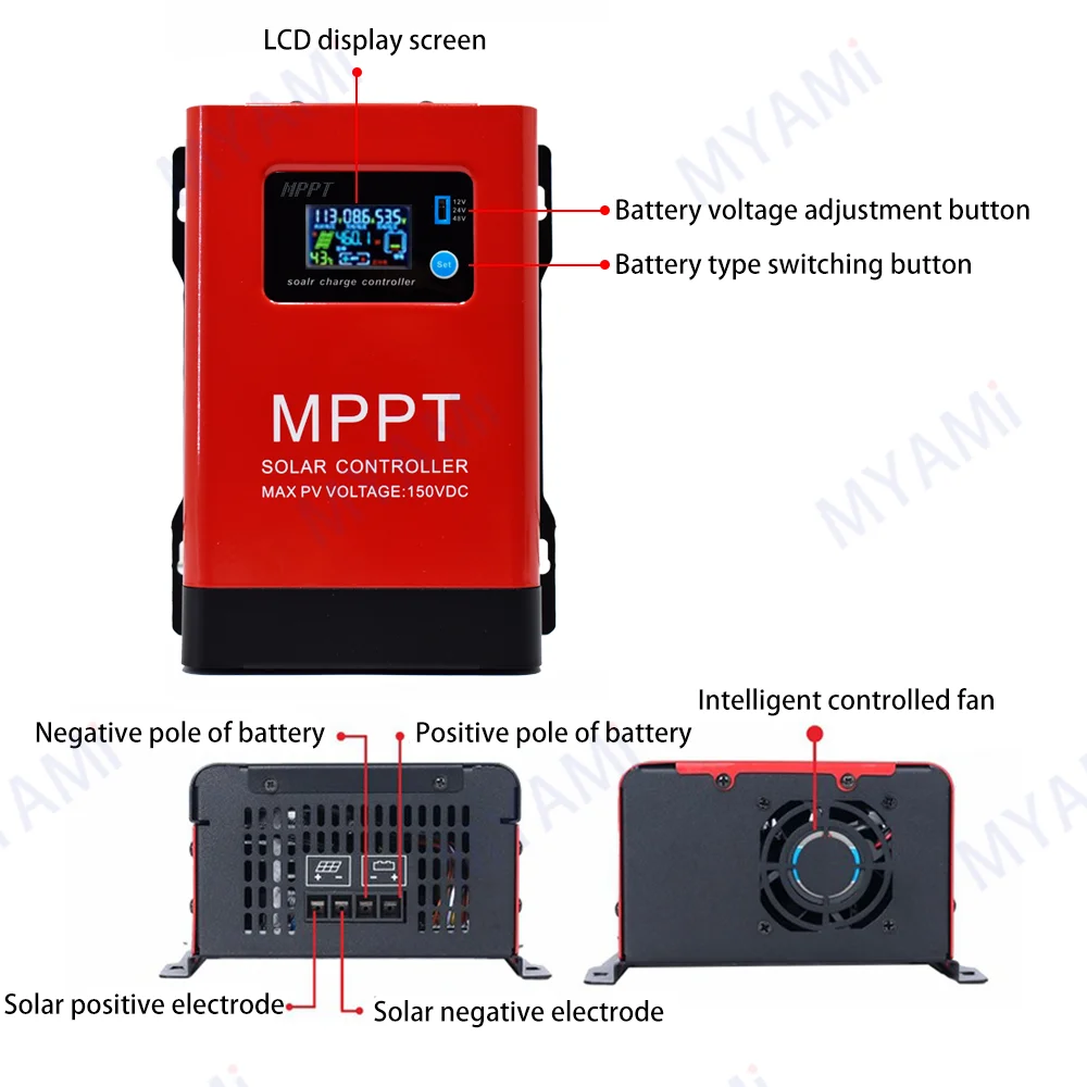 MYAMi 2800W MPPT Set-Down A 12V 24V 48V 50A 100A Controller di carica solare off-grid Sistema solare per roulotte