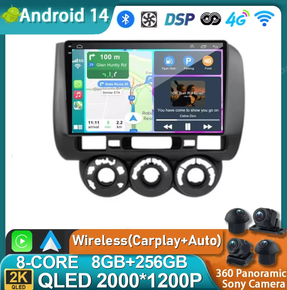 

Android 14 For Honda Jazz 1 GD 2001 - 2008 Fit 2001-2009 2K QLED Stereo Car Radio Multimedia Video Player GPS 4G CarPlay