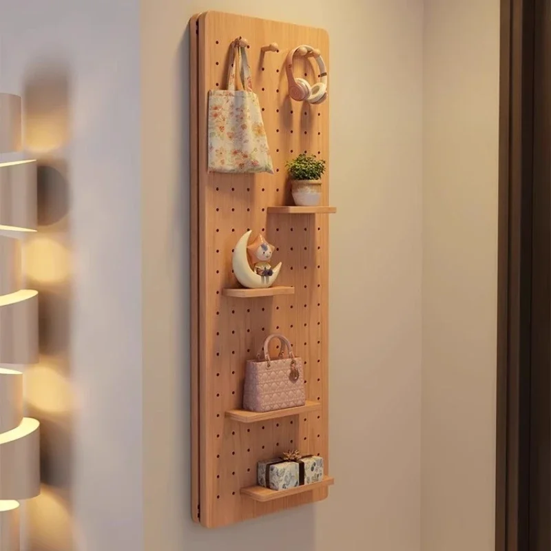 Solid wood hole board full-length mirror wall-mounted  household full-body sliding entrance hidden type