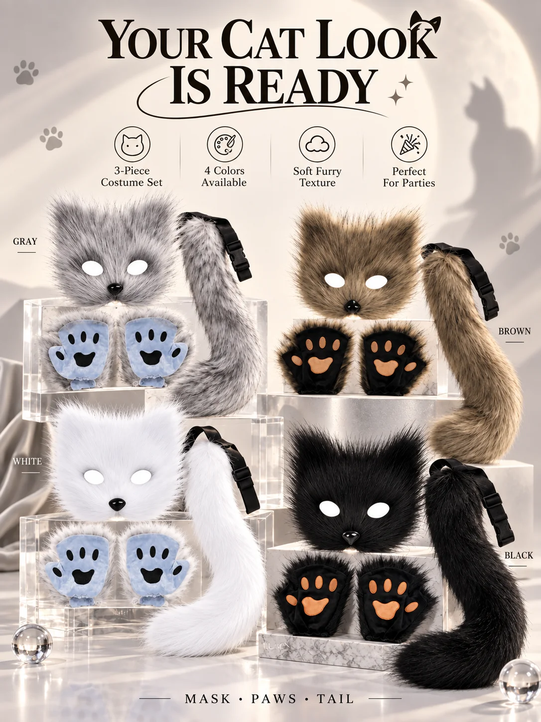Kit Chat en Peluche – Masque, Gants et Queue – photo 10