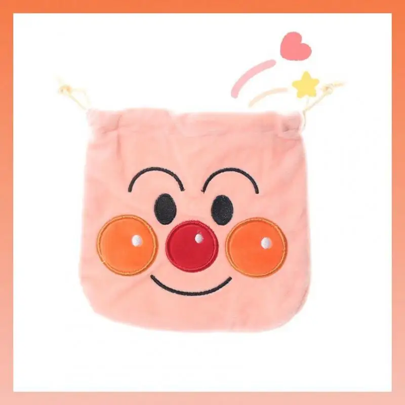 15Cm Cartoon Anime Character Anpanman Kawaii Plush Drawstring Storage Bag Portable Girl Makeup Bag Cute Bundle Pocket Supplies