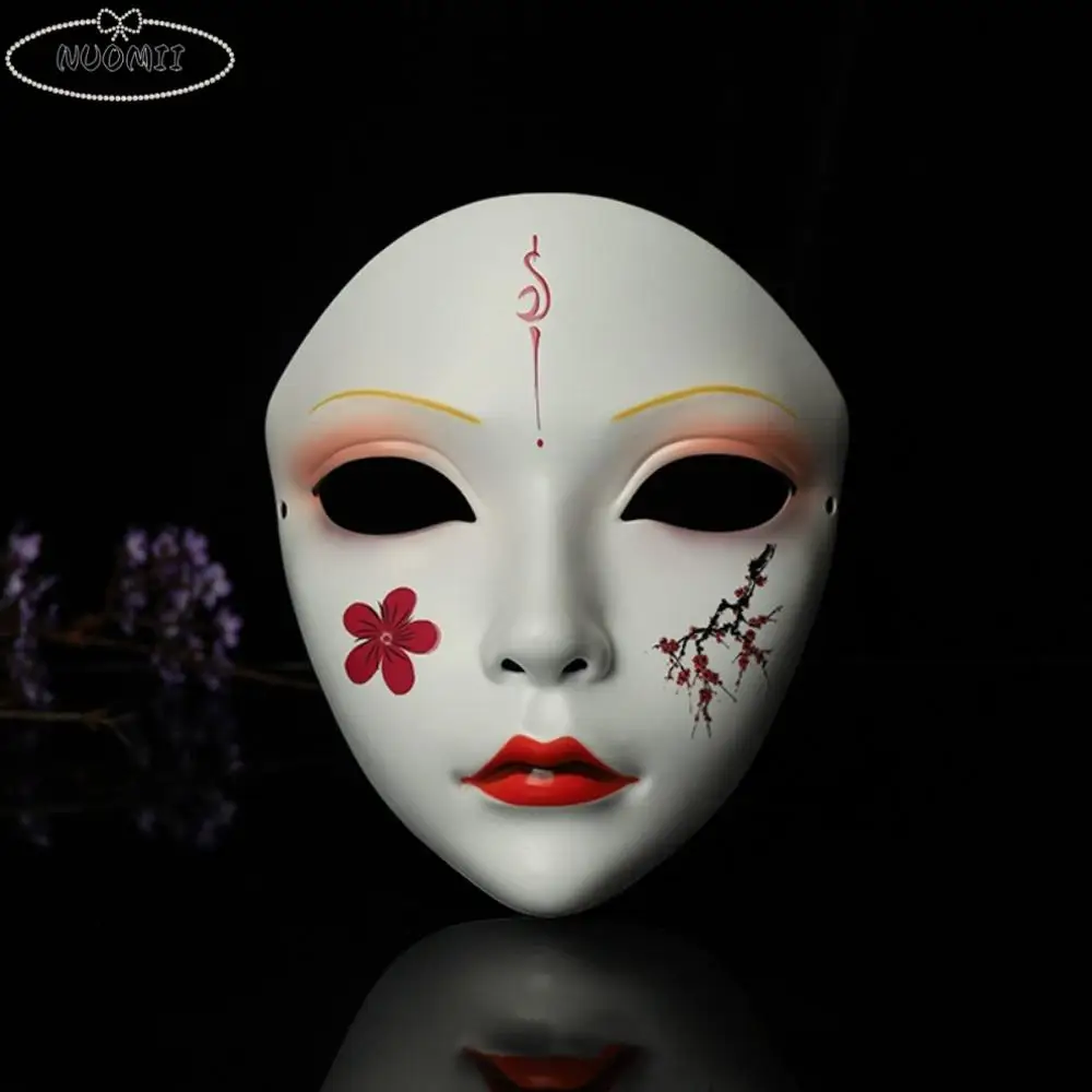 

Full Face Cosplay Geisha Mask Flower Dress Up Hanfu Cosplay Mask Masquerade Spooky Japanese Mask Toy Children's Toys
