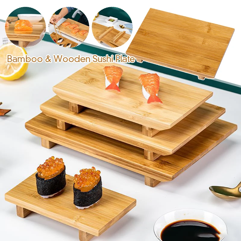 

Bamboo Sushi Board Rectangular Sushi Platform Cooking Sashimi Japanese Korean Cuisine Tableware Snack Serving Plate Tray