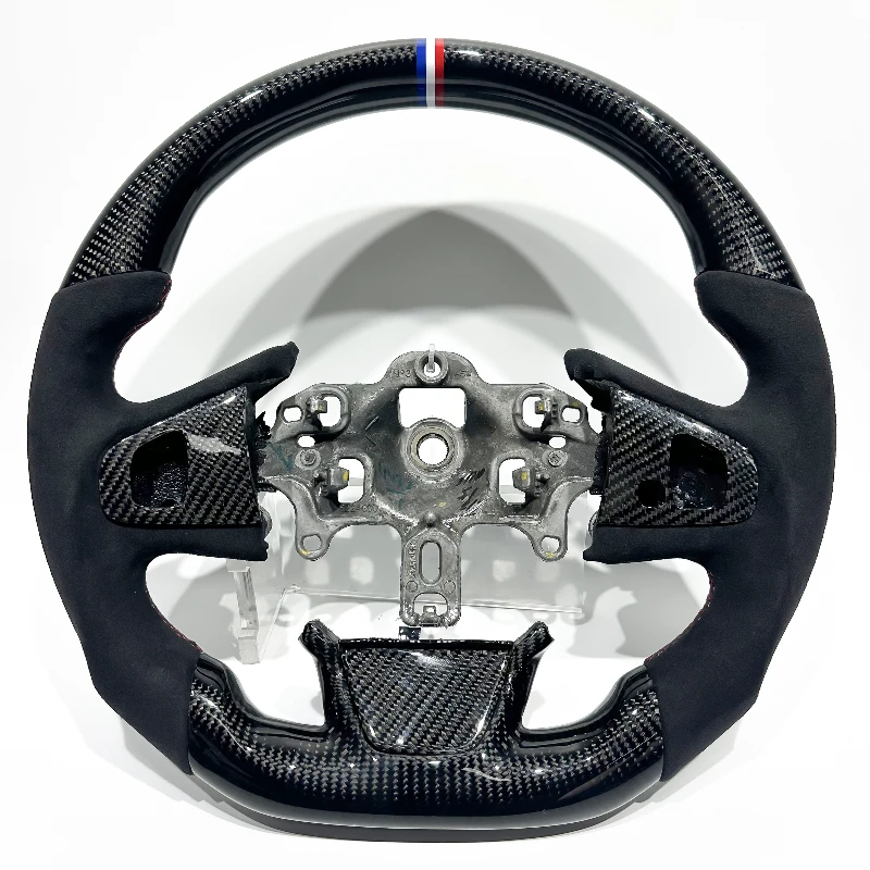 Black Carbon Fiber Steering Wheel for Renault Clio 4 Car Parts with Suede for Renault Clio 4 Flat Bottom Drop Shipping New