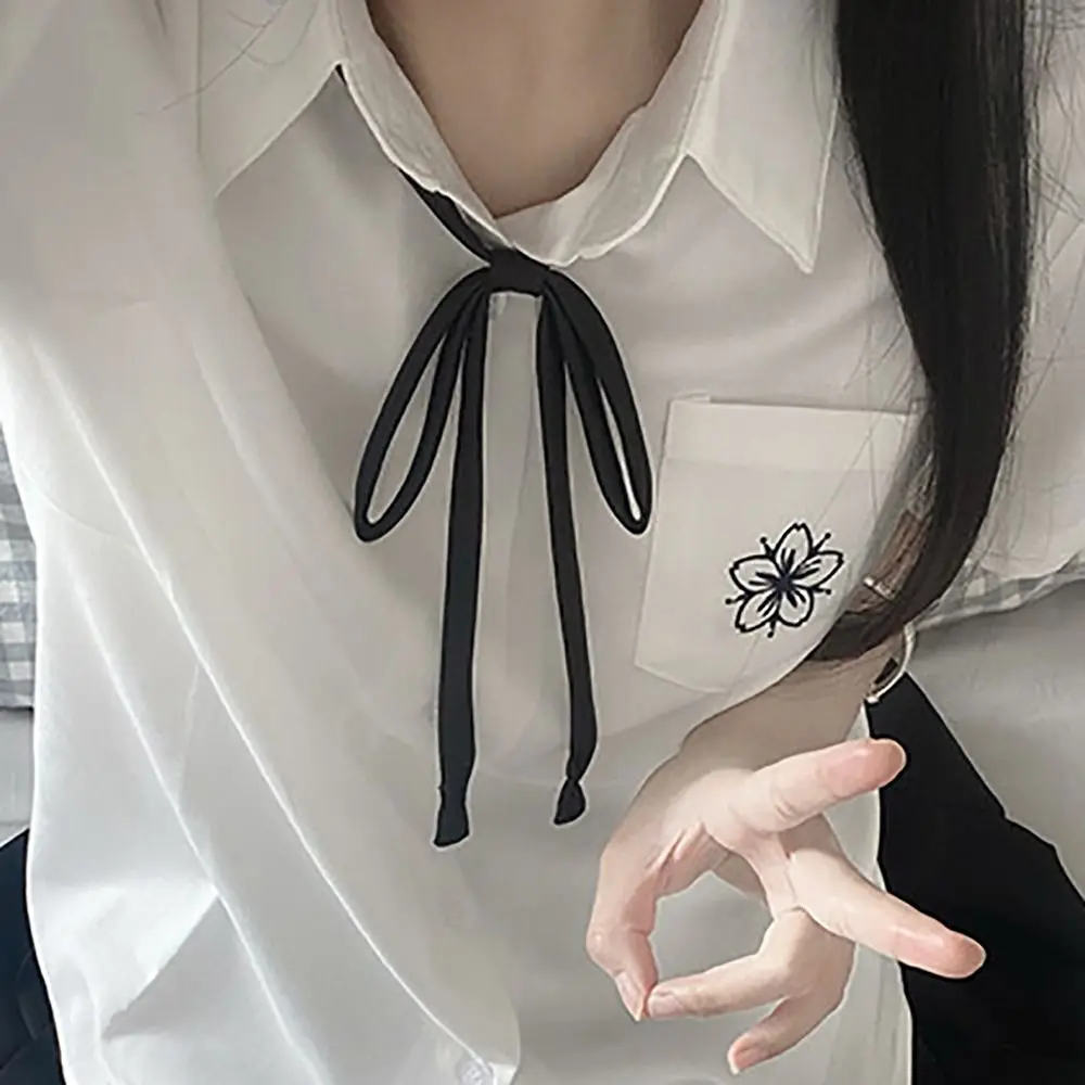 우아한 단색 넥타이 얇은 새틴 보타이 셔츠 액세서리 학교 학생용