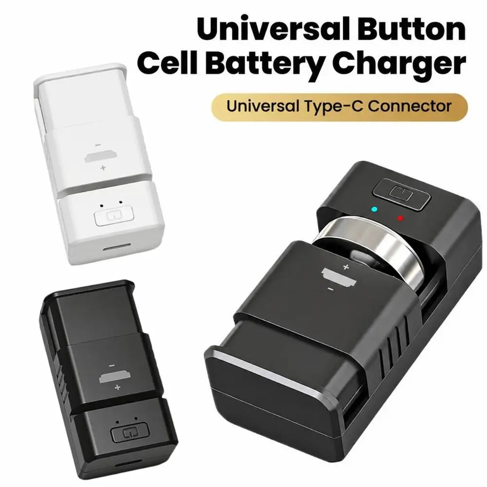 Universal Coin Cell Charger Type-C Charging LED Indicator Rechargeable Battery Charger Compact Button Battery Charger