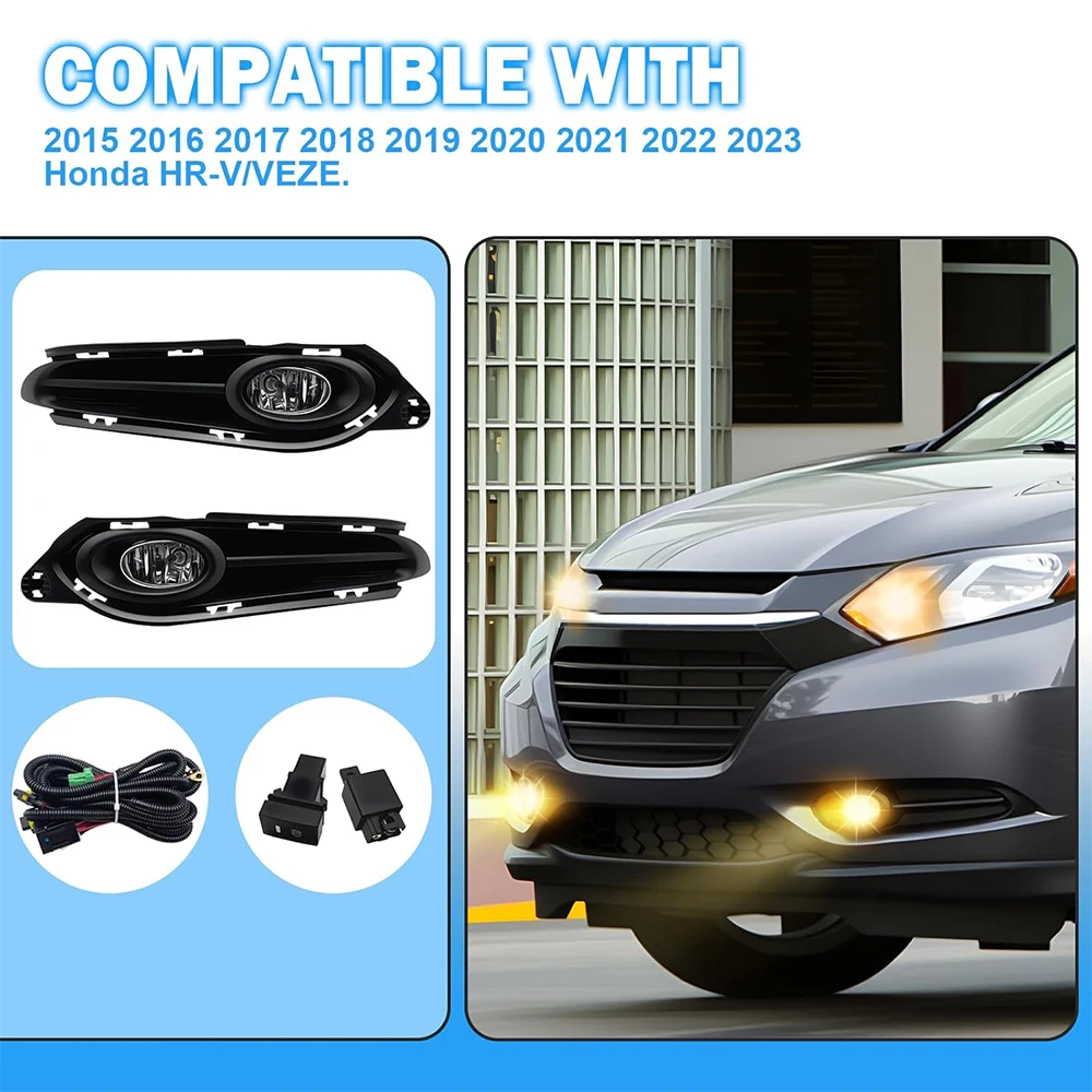For Honda HR-V / VEZEL 2015 2016 2017 2018 2019 2020 2021 2022 2023 Halogen Fog Lights Front Bumper Driving Fog Lamp Assembly