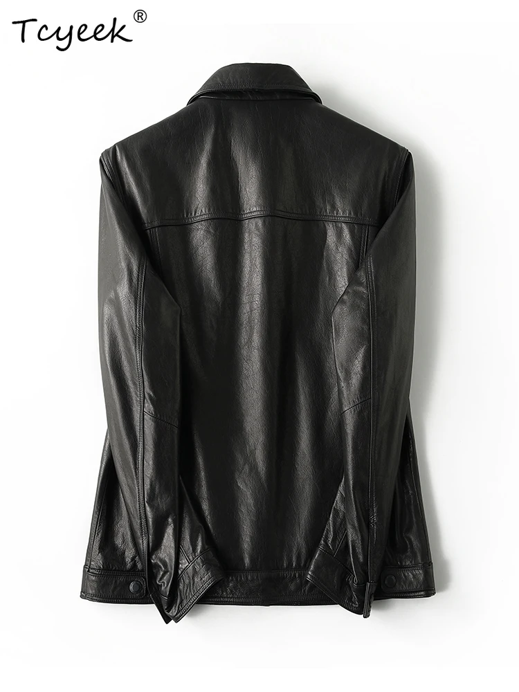 Tcyeek Natural Leather Jackets Man Oil Wax Real Cowhide Coat Spring Autumn Men Clothes Casual New in Outerwears Jaqueta De Couro