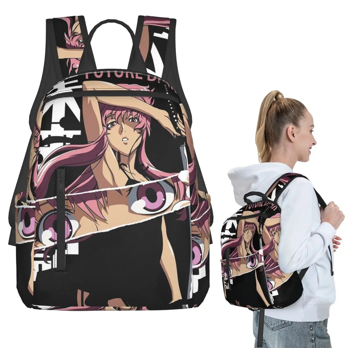 Future Diary Yuno Gasai By Mirai Nikki Anime Backpack Student BookBag Boys Girls School Bag Laptop Shoulder Bags Men Women