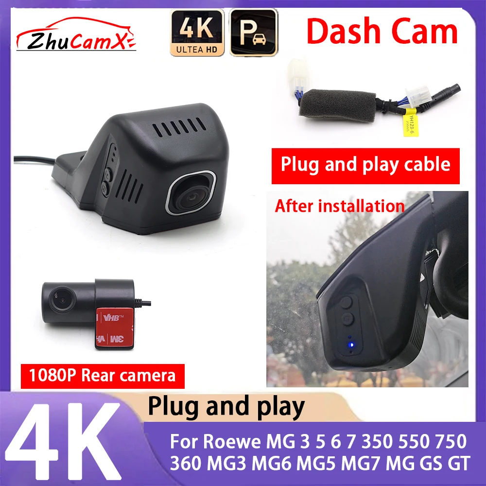 

ZhuCamX 4K 2160P Camera Plug and Play UHD Dash Cam Night Vision for Roewe MG 3 5 6 7 350 550 750 360 MG3 MG6 MG5 MG7 MG GS GT