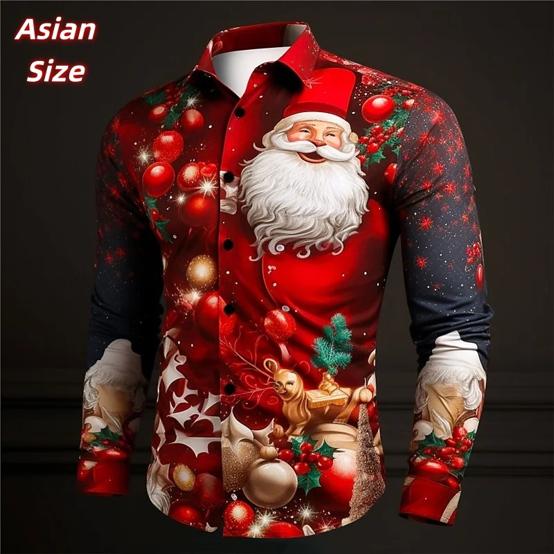 

Рождественские гавайские рубашки с рисунком оленей для мужчин и женщин, рубашки Aloha со снеговиком и 3D принтом Санта-Клауса, повседневные топы, блузка с длинным рукавом