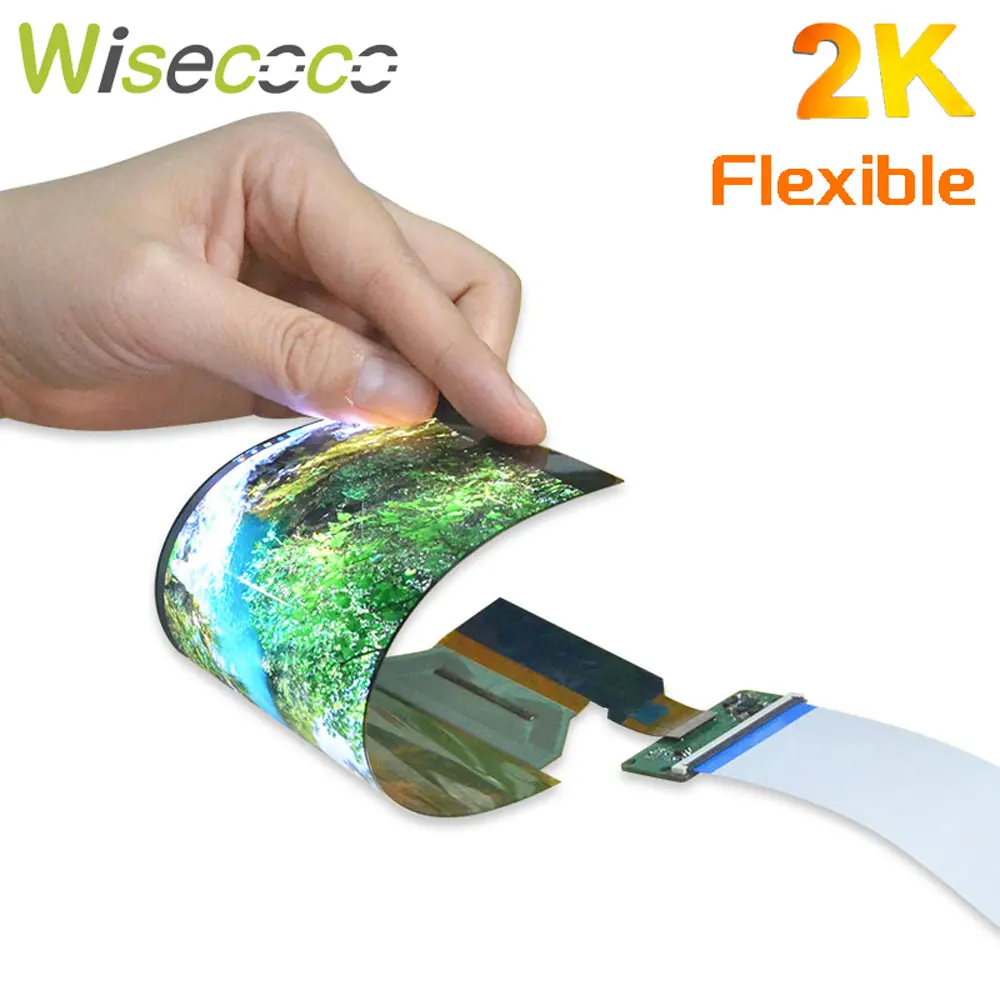 Wisecoco 6 Zoll flexibles oled Display biegbar rollbar 2880x1440 Himbeer Pi 4 Amoled Bildschirm Mipi Treiber Board 1000nits